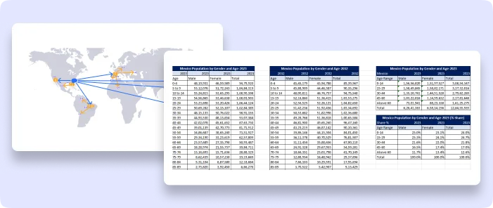 Numbers In Table with World map